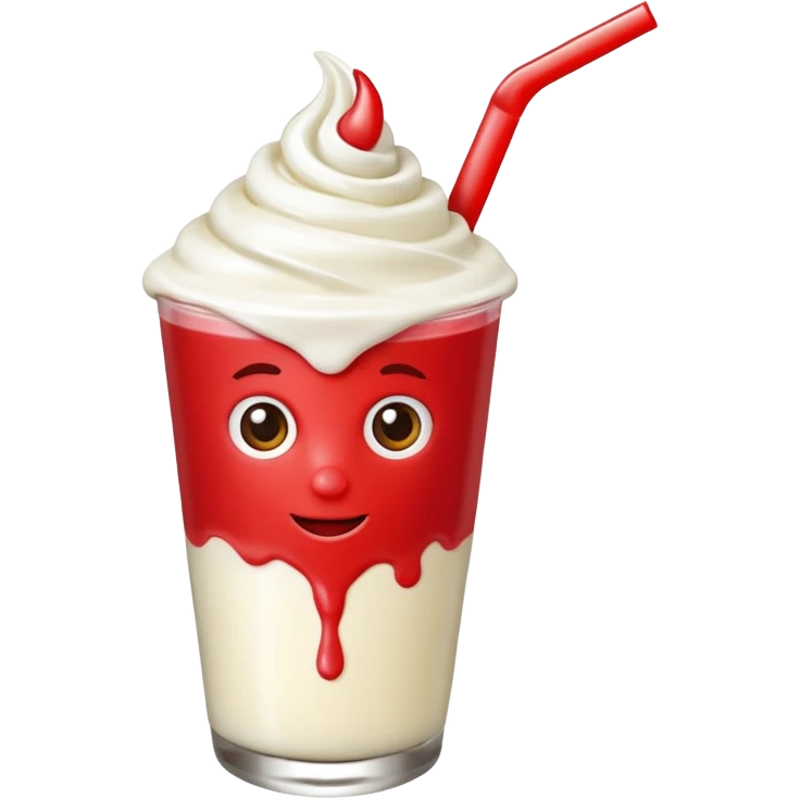 crea una bebida de red velvet con poppings de yogurt como topping emoji