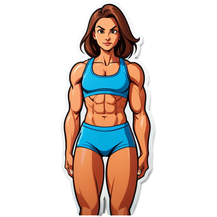 Woman only with upper body muscles and skinny skinny chicken legs emoji