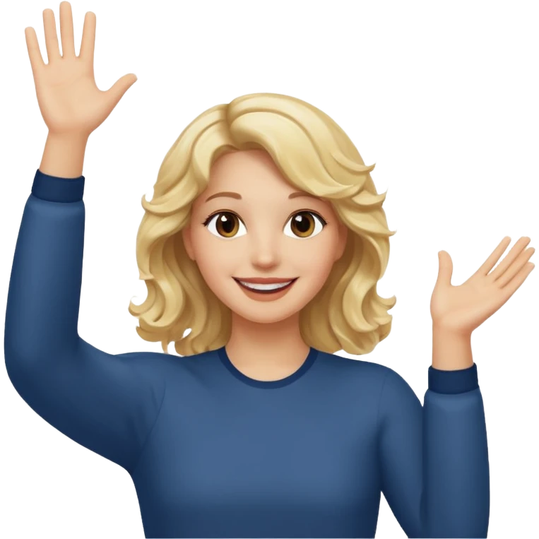 It wasn’t me, blonde wavy hair hands up emoji