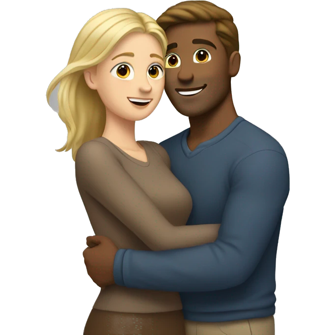 Brown-haired man and blonde woman hug emoji