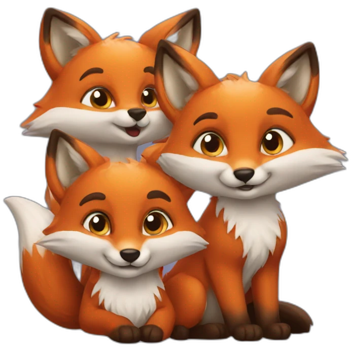 Three foxes  emoji