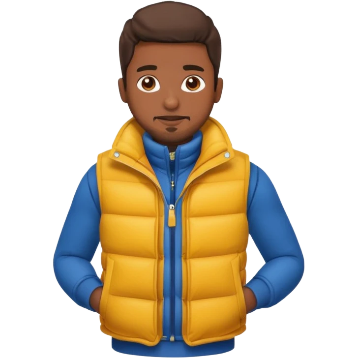 brown skin man with puffer vest emoji