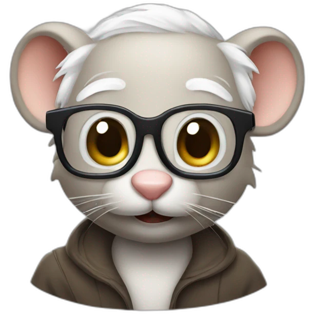 old jerry mouse with spectacles and white hair emoji