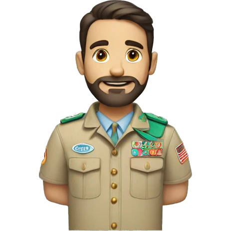 White man with dark hair, a three days beard, in light blue boy scout uniform emoji