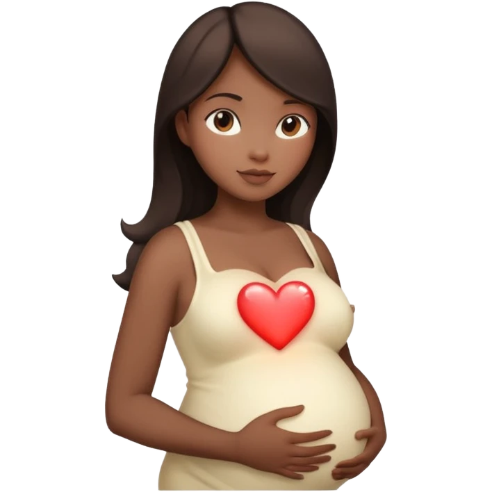 pregnant woman silhouette with a glowing heart inside emoji