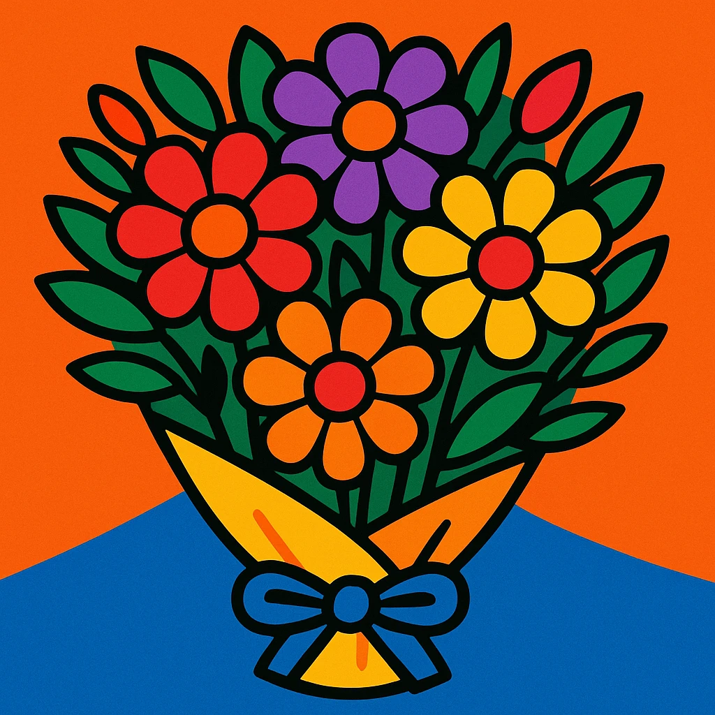 flower bouquet, vibrant toon style emoji