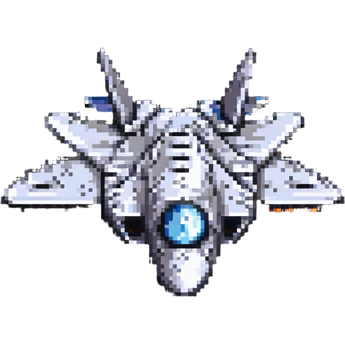 F-22 Raptor fighter jet, pixel art style, simplified, top-down view emoji