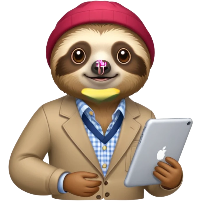 sloth with advanced technology and preppy clothing emoji