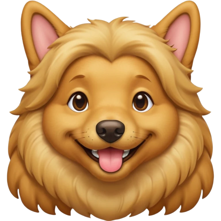 portrait of a golden dog, smiling with closed mouth, no tongue showing emoji