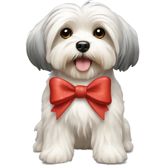 havanese dog with bow emoji