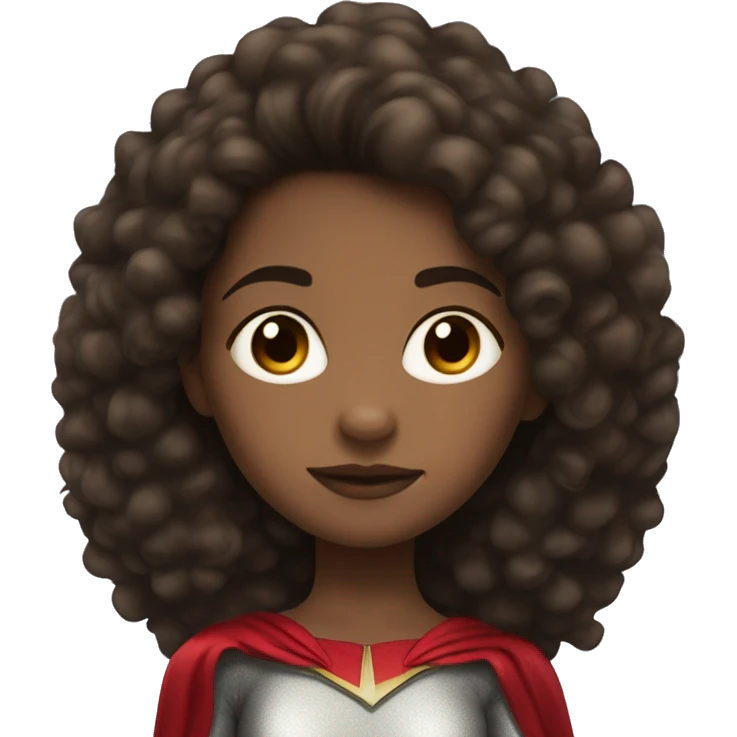 superhero, child, girl, long hair, afro brown hair, brown eyes, Hispanic, freckles   emoji