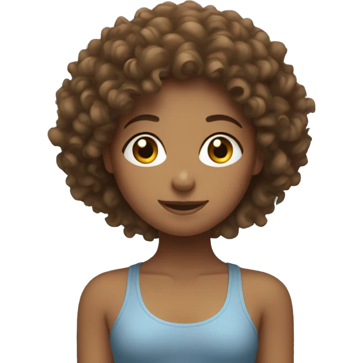Brown, curly haired girl doing Pilates emoji
