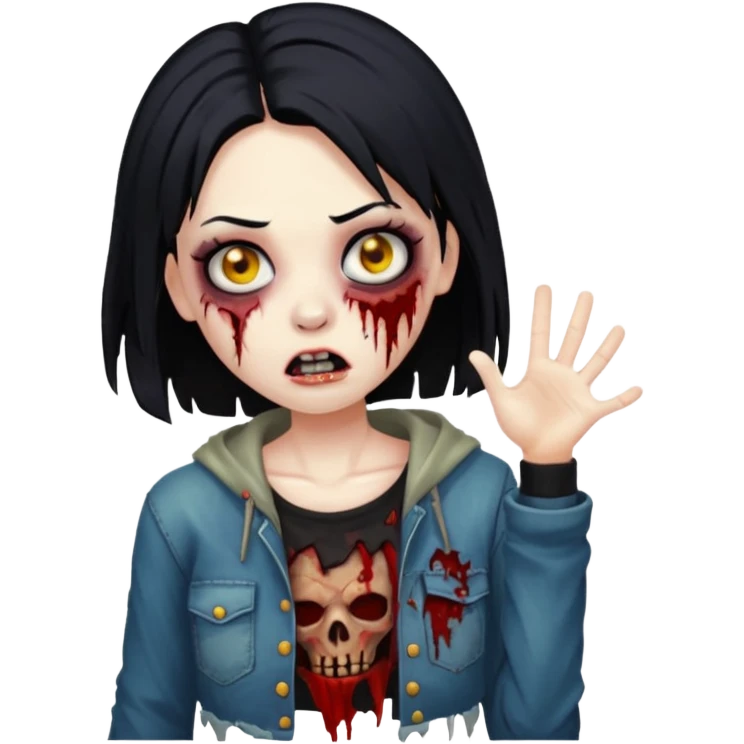 girl zombie with black hair emoji