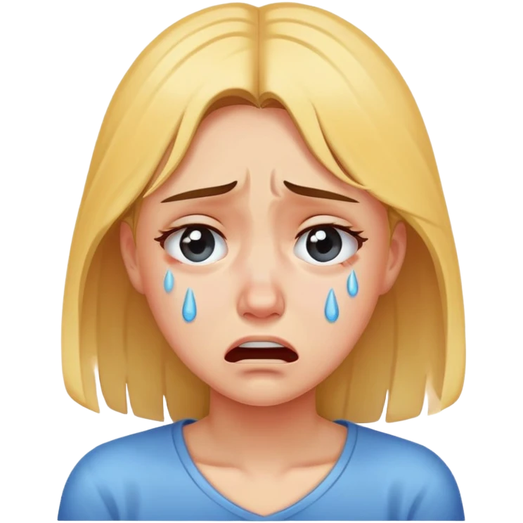 a girl crying in pain, sad, tears streaming down face emoji