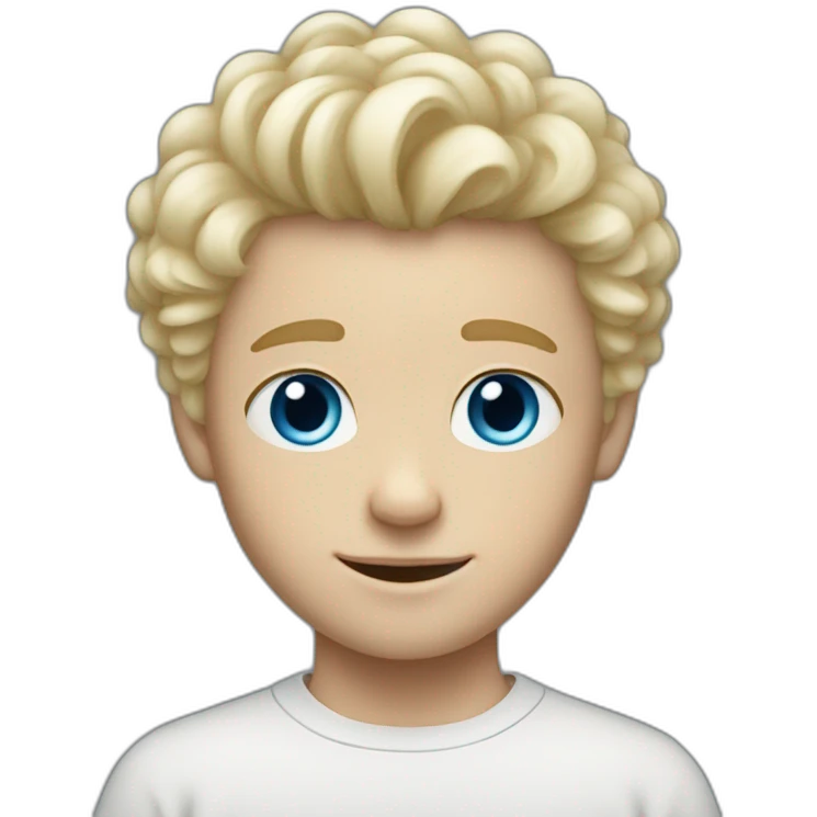 Blonde blue-eyed white boy with fluffy hair and goatie emoji