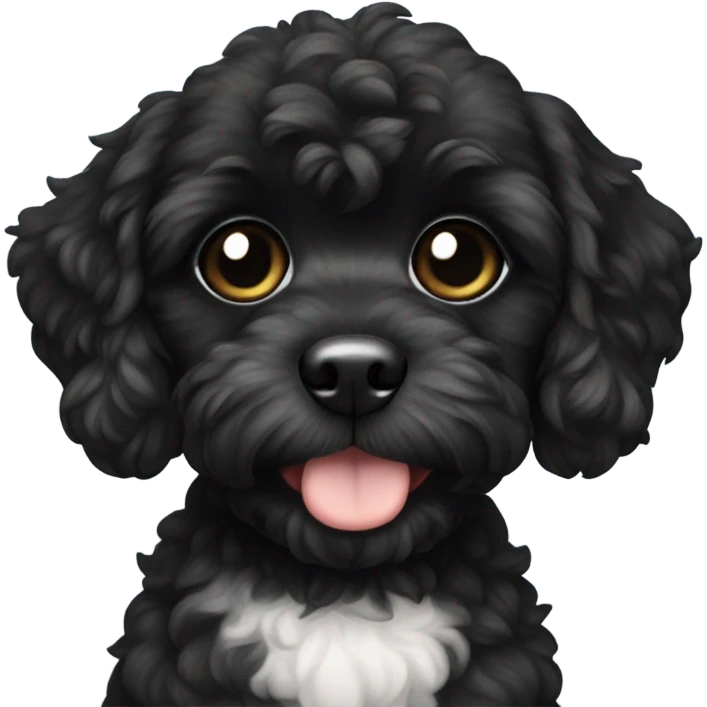 Black Shipoo Puppy with white on its chest emoji