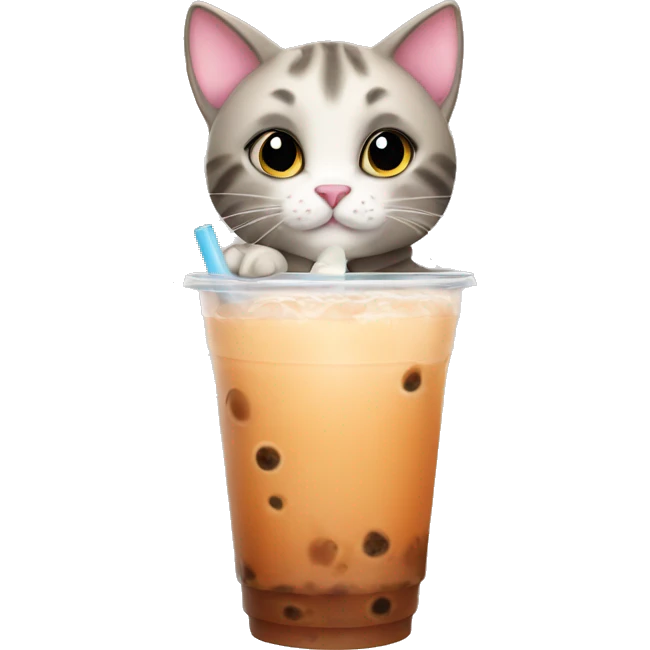 Cat drinking bubble tea  emoji