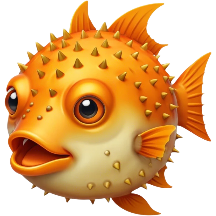 All Orange BlowFish facing forward all Spikes mouthopen emoji