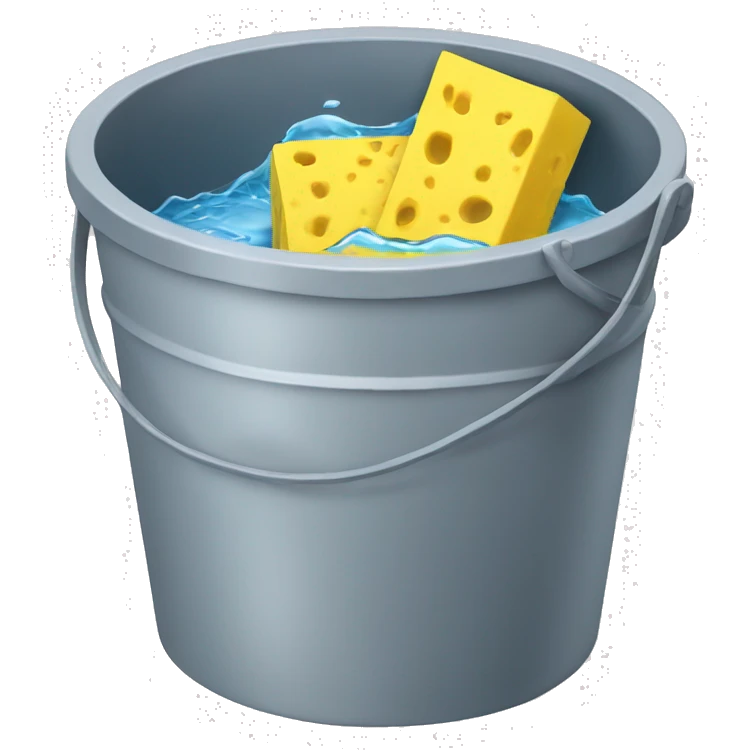 bucket of water with yellow sponge inside emoji