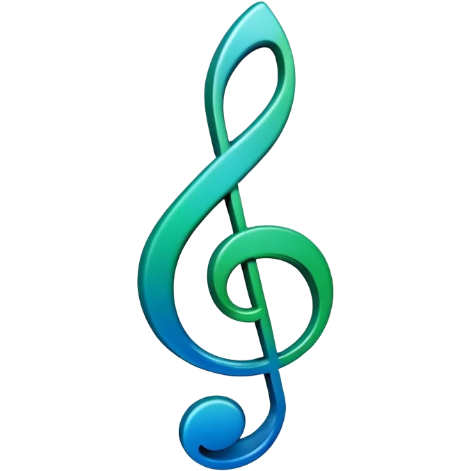 3D gradient blue to green music icon logo note  no background unique y2k clipart emoji
