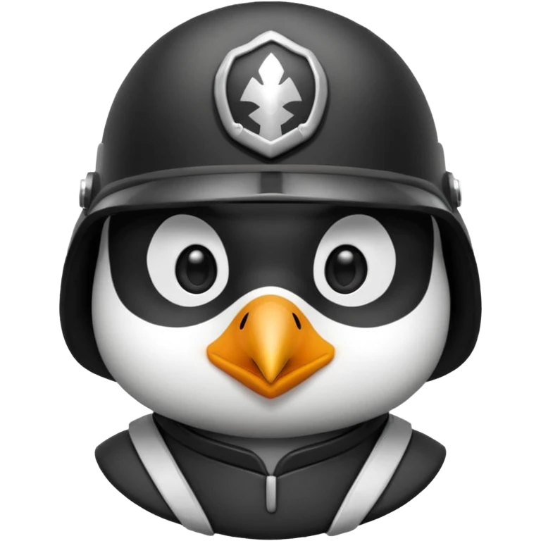 cute penguin soldier face only emoji
