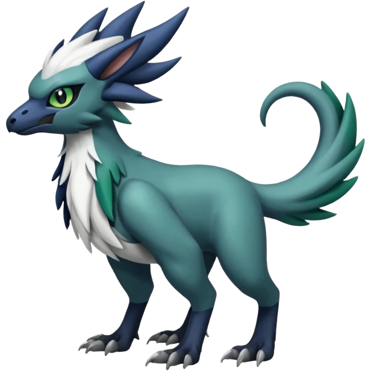 Shiny Black Grey White and Dark-Green Trico-Nargacuga-Silvally-Absol-fusion emoji
