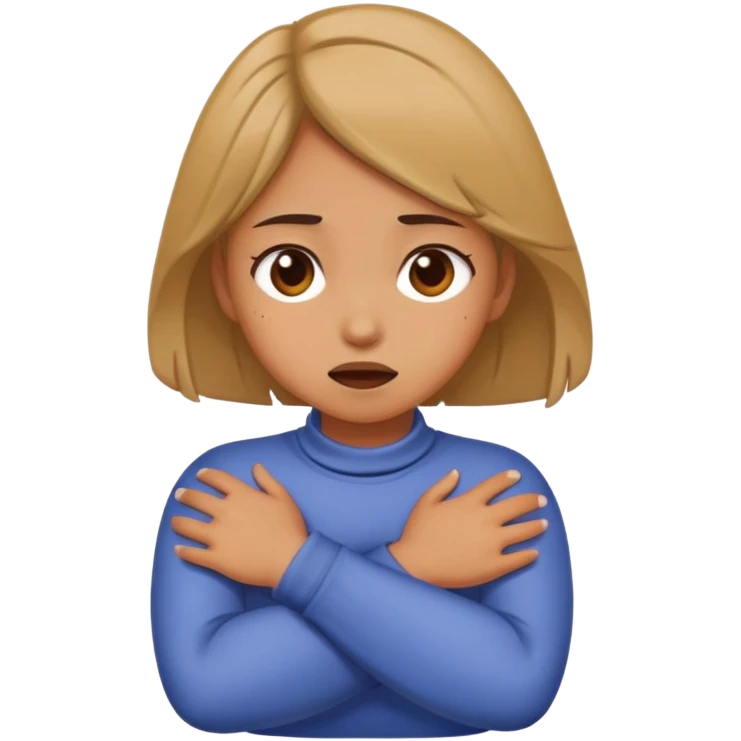Girl crossing arms grabbing neck strangling herself emoji