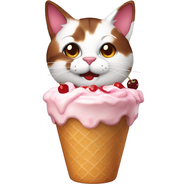 Cherry sundae with calico cat emoji