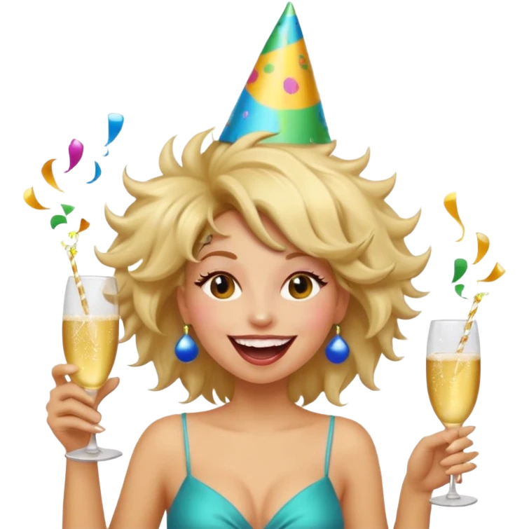 Funny, fast-talking, a little unpredictable. Life of the party vibes. woman with crazy hair
more dinamic emoji  emoji