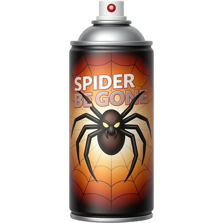Spray paint can with a Spider image & text SPIDER BE GONE emoji