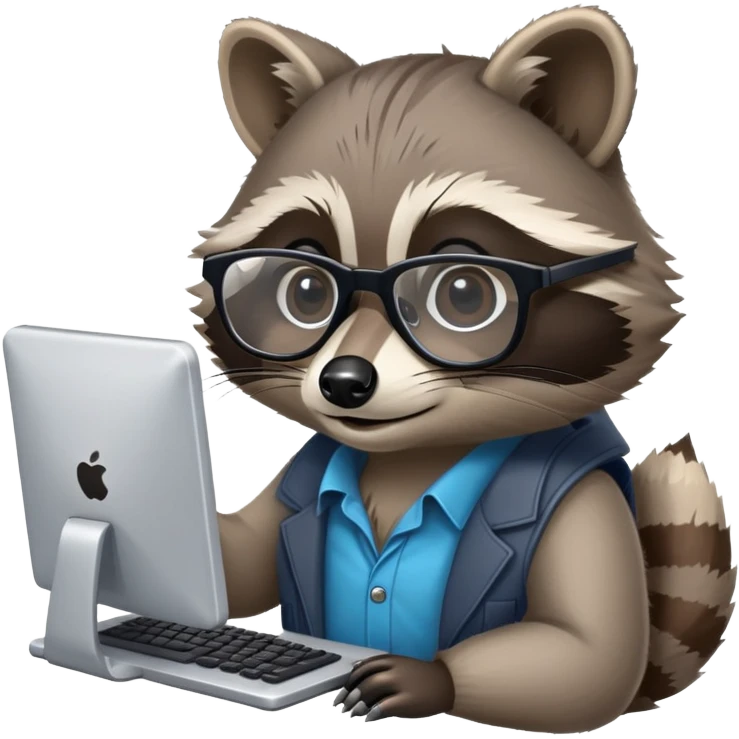 raccoon data scientist with a computer emoji
