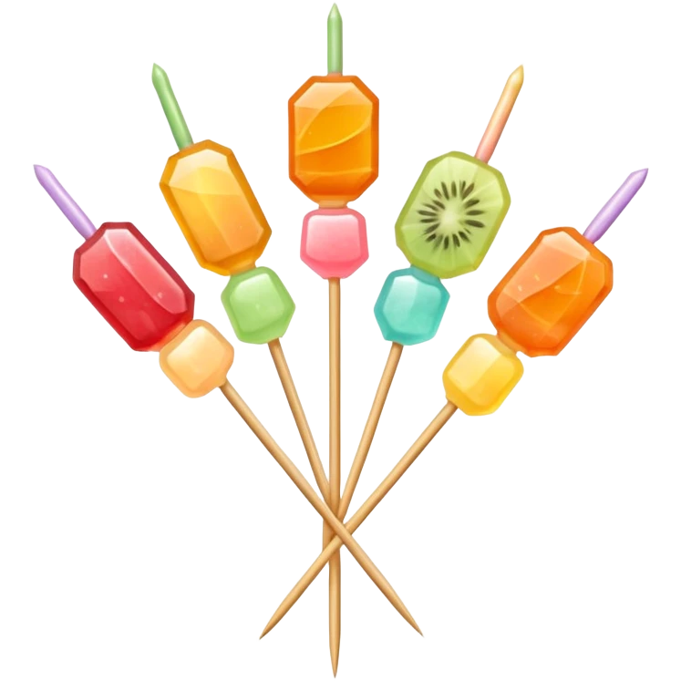 Tanghulu candied fruit skewer with pastel colors emoji