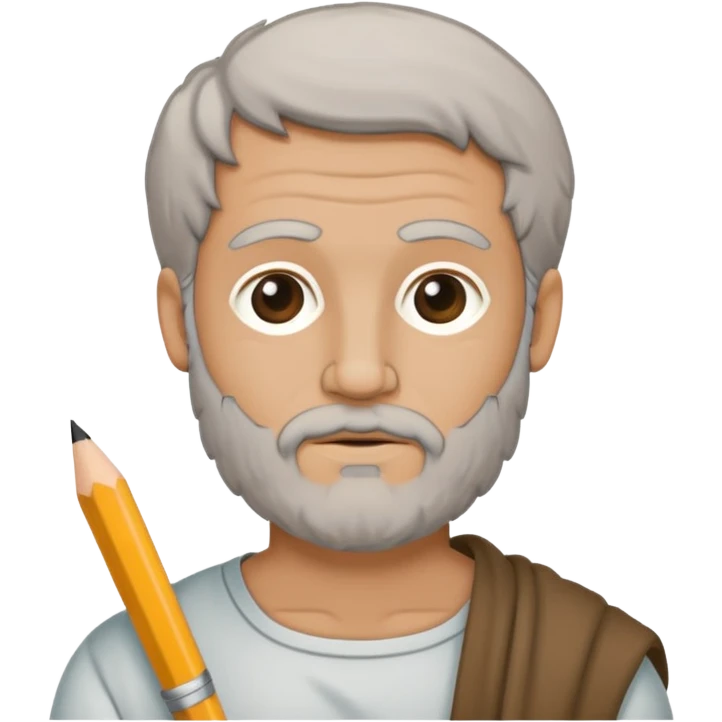 Aristotle drawing as a black outline icon, no fill, hand-drawn look emoji