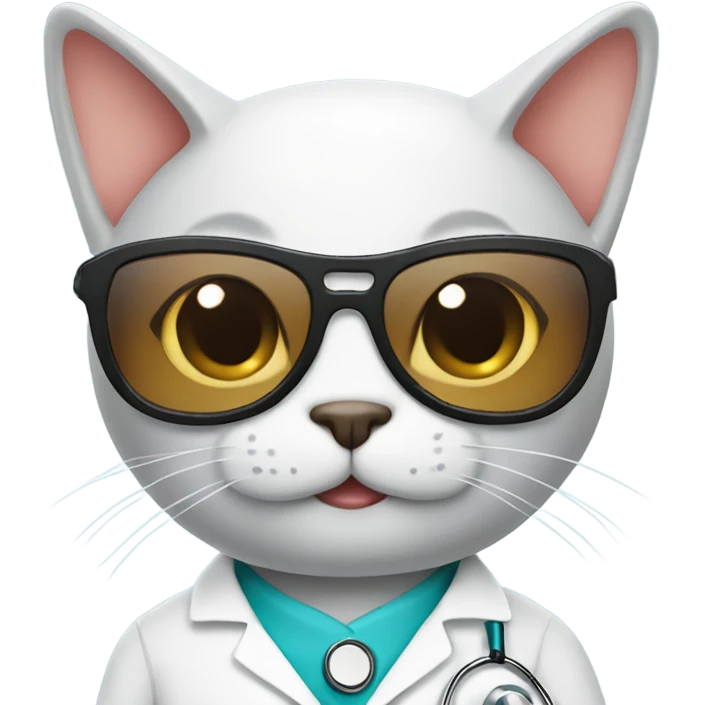 smiling doctor cat wearing black sunglasses emoji