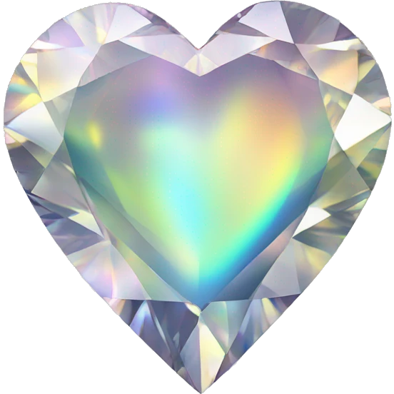 Heart shaped 56-carat iridescent diamond emoji