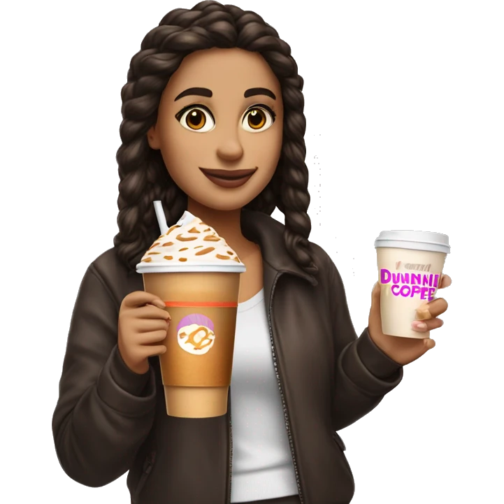 charli d’amelio holding a dunkin iced coffee emoji