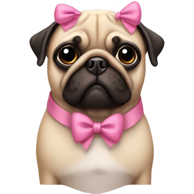 Pug with pink bows on ears  emoji