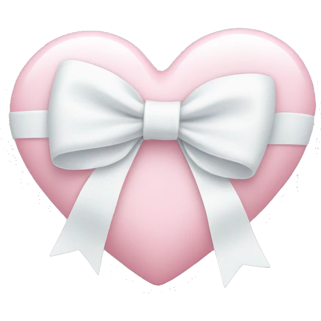 Pastel pink heart with white bow emoji