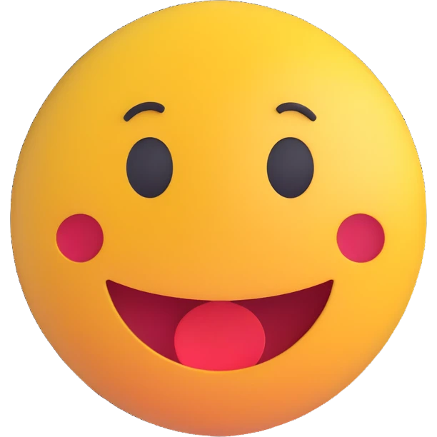 3D smiley emoji, round shape, worried face, with the text "para" emoji