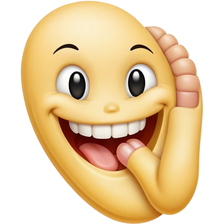 Smiley face eating a big toe emoji