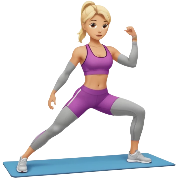 sporty blonde girl doing pilatrs emoji
