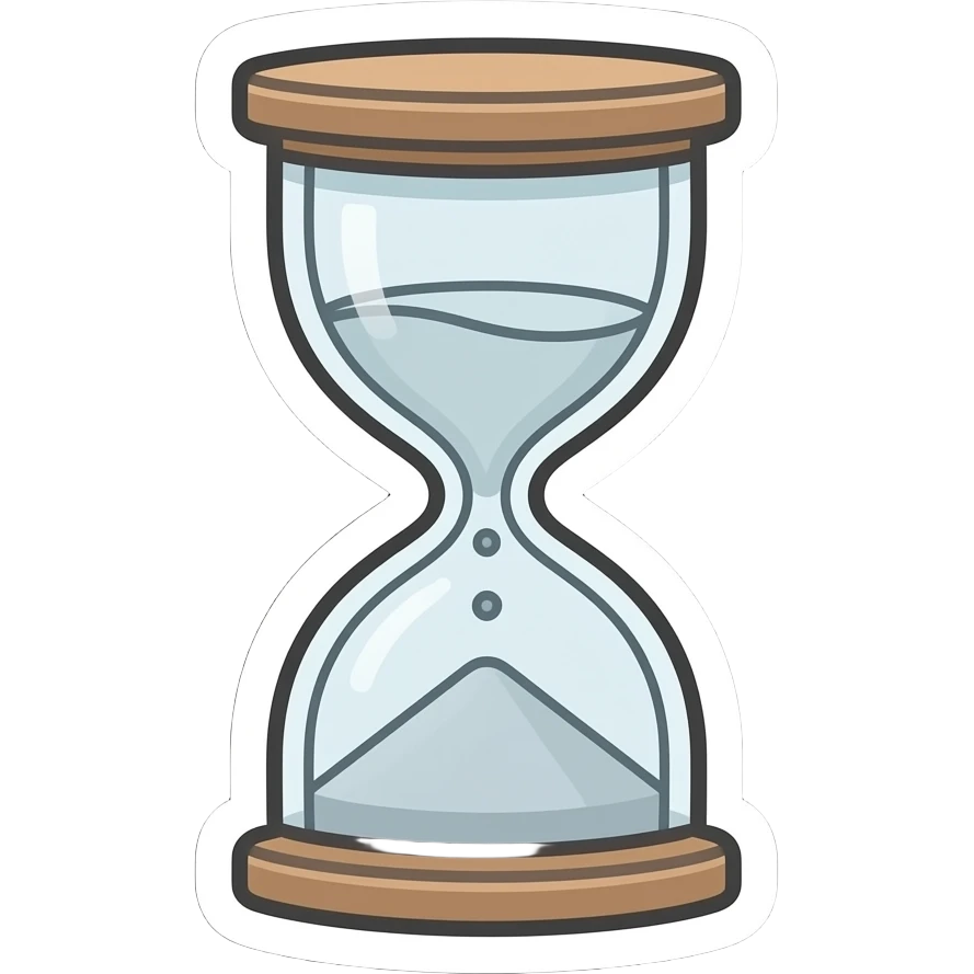 minimal line-art hourglass with a single large rock in the top half inside sticker, elegant thin stroke, soft pastel tones, clean vector design, no background, modern aesthetic, 8k emoji