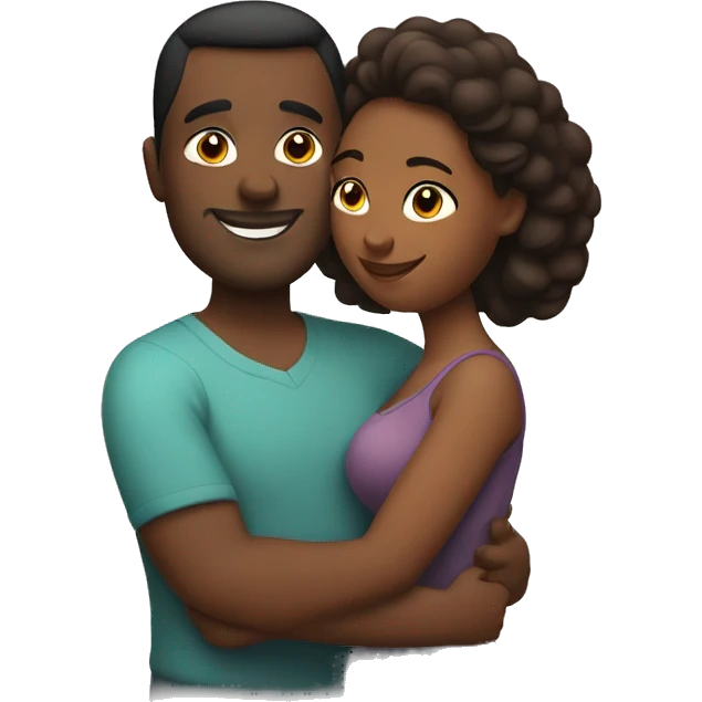 Curvy busty brown skin woman hugs Husband   emoji