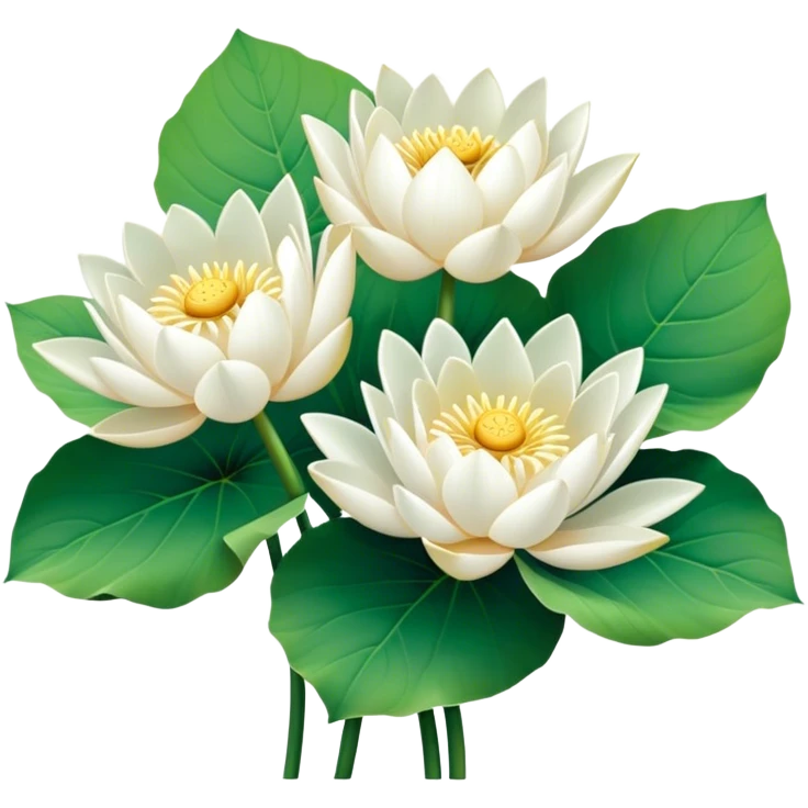 bouquet white Nymphaea lotus,stem, Nymphaea Lotus leaf emoji