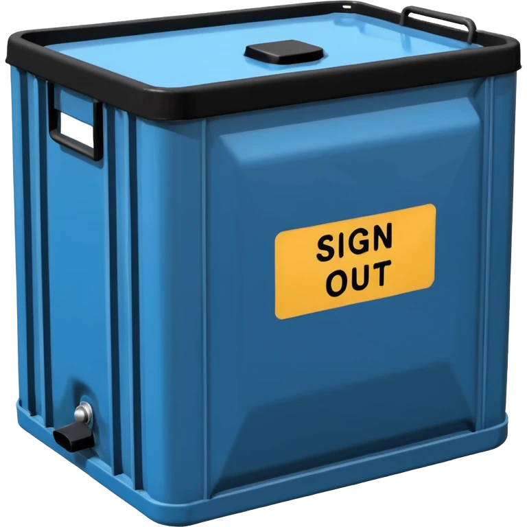 create a ibc container in 2d  with "sign out "words emoji