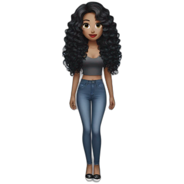 Beautiful woman,Black hair,wavy hair，long hair,White skin,oval face,big eyes,Blackeyes,Red lips,Chinese emoji