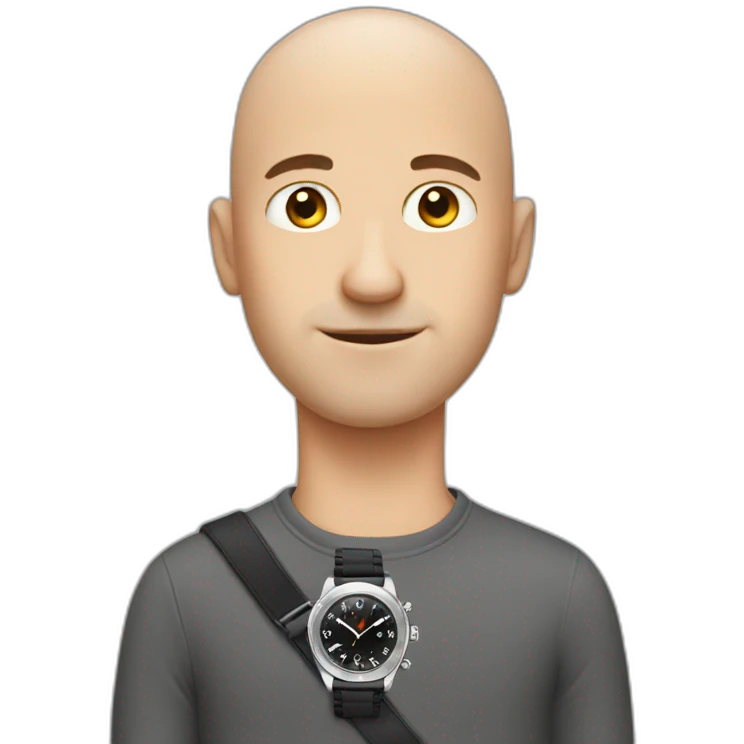 bald guy with watch emoji