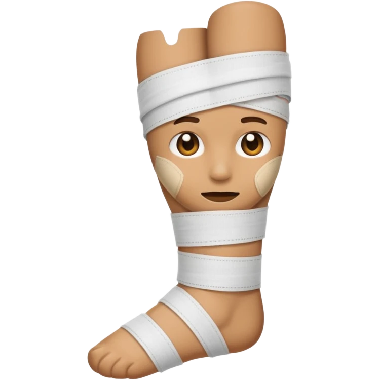 сделай на белом фото эмодзи человечек с ногой забинтованной  emoji