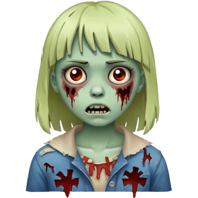 uma garrota zumbi com franja  emoji