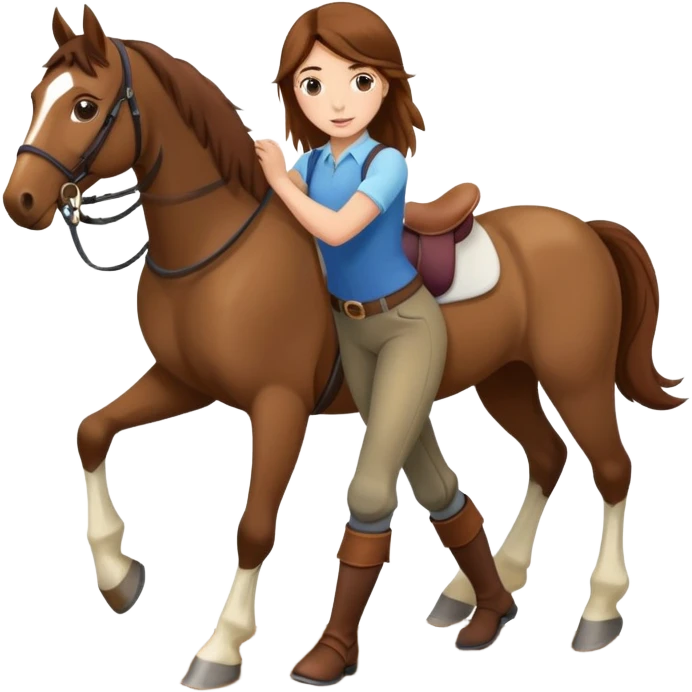 girl with brown hair doing groundwork with a horse emoji